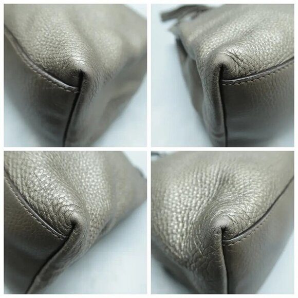 100% Authentic GUCCI Soho Grey Leather Shoulder Bag 533-11424 - Picture 6 of 12